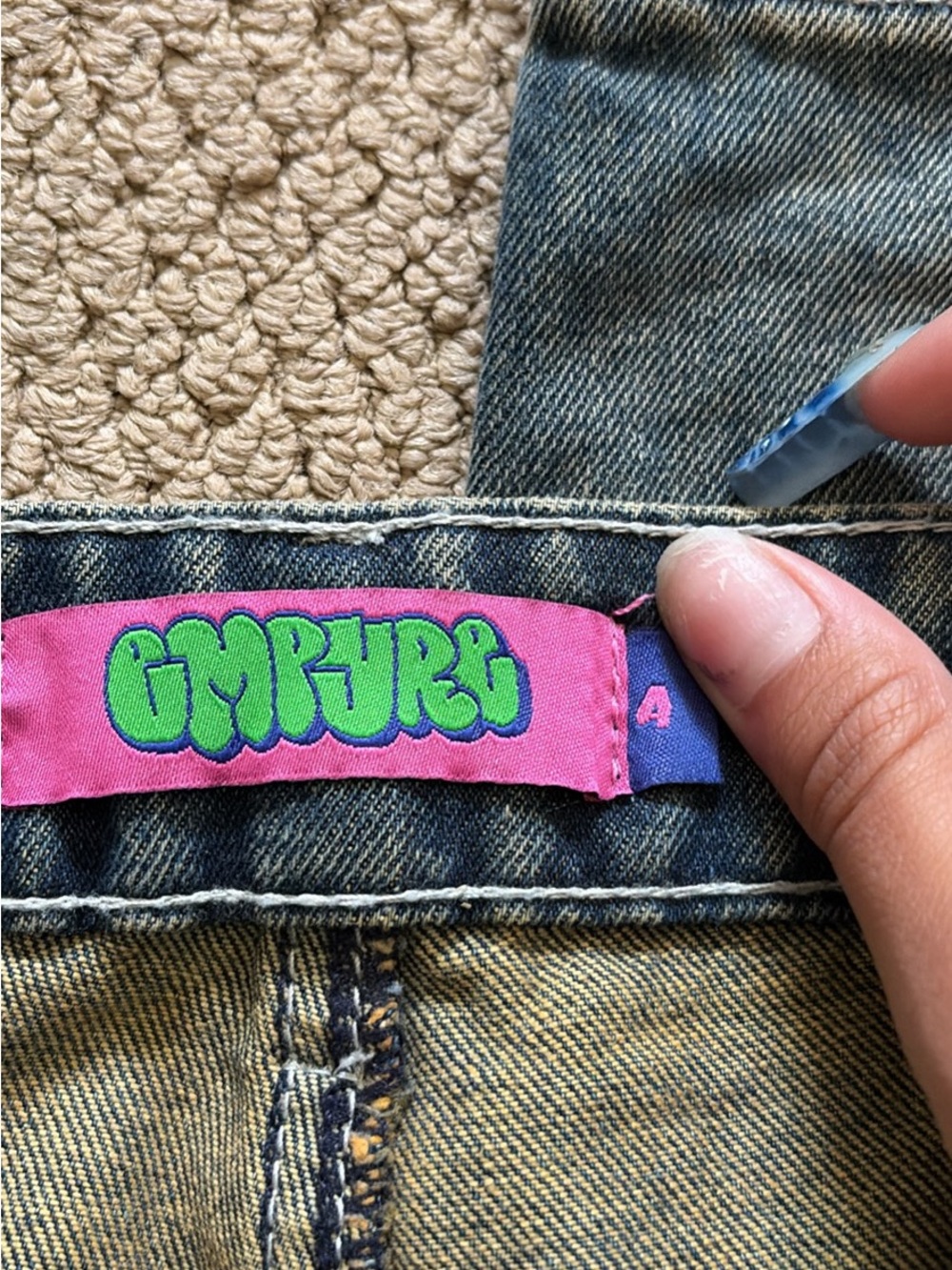 Zumiez Women's Denim Jeans with Pink & Green Label